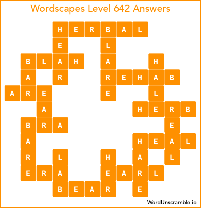 Wordscapes Level 642 Answers