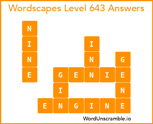 Wordscapes Level 643 Answers