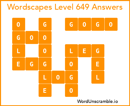 Wordscapes Level 649 Answers