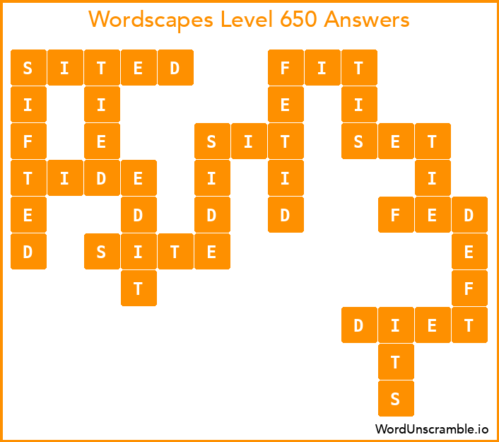 Wordscapes Level 650 Answers