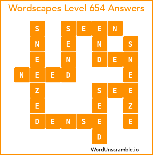 Wordscapes Level 654 Answers
