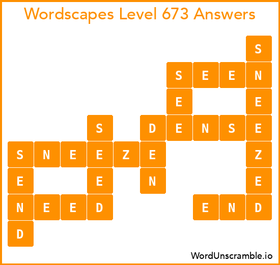 Wordscapes Level 673 Answers