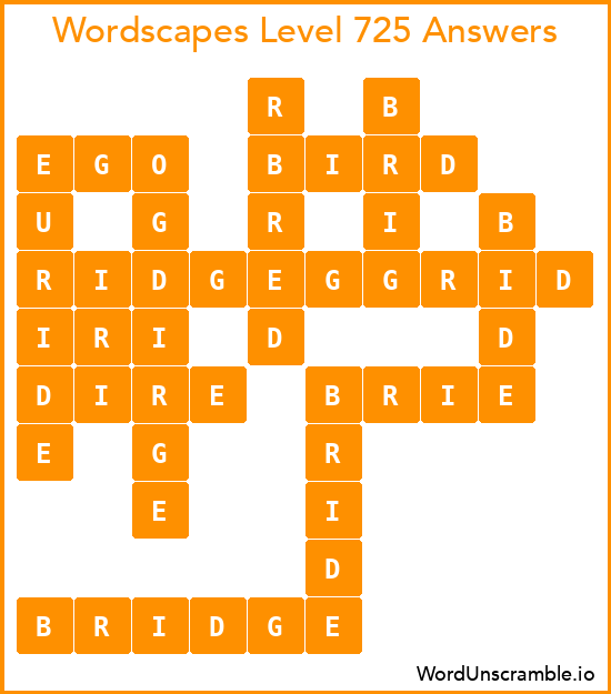 Wordscapes Level 725 Answers