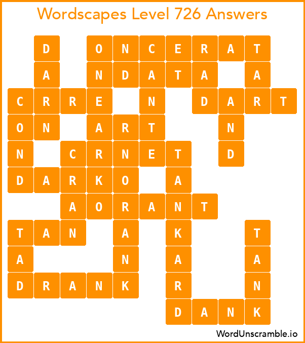 Wordscapes Level 726 Answers