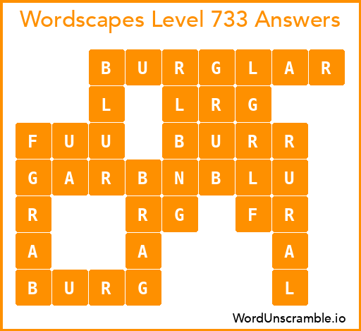Wordscapes Level 733 Answers