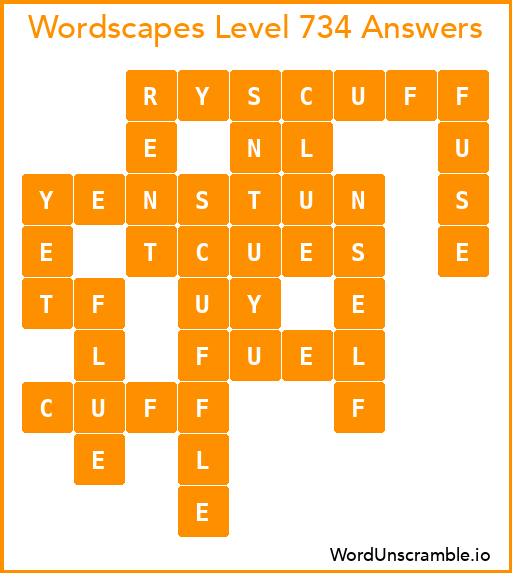 Wordscapes Level 734 Answers