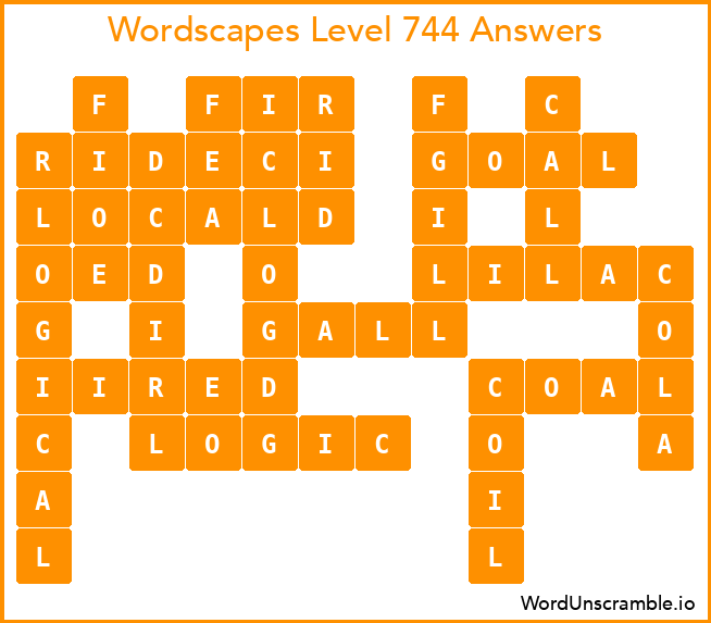 Wordscapes Level 744 Answers