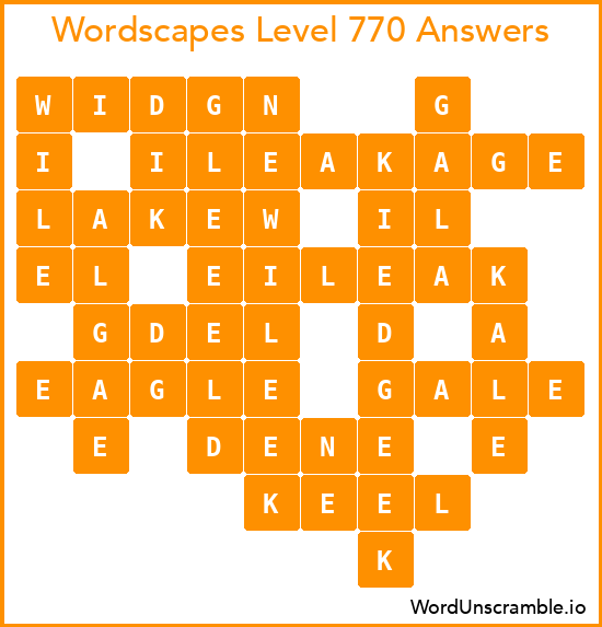 Wordscapes Level 770 Answers