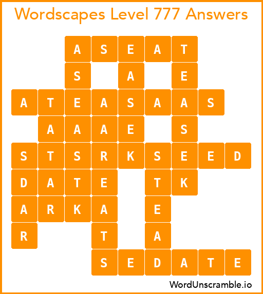 Wordscapes Level 777 Answers