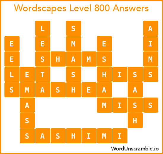 Wordscapes Level 800 Answers