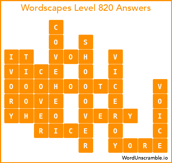 Wordscapes Level 820 Answers