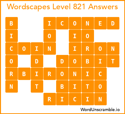 Wordscapes Level 821 Answers