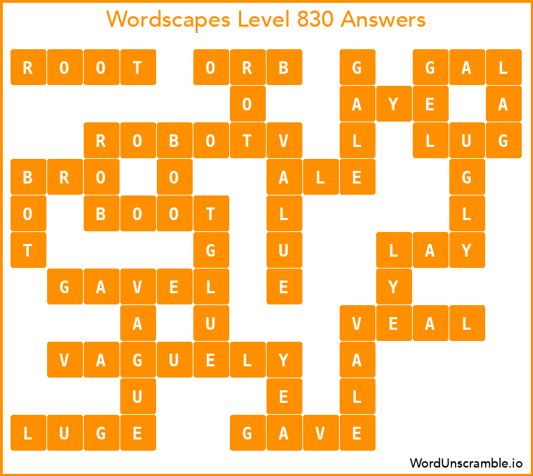 Wordscapes Level 830 Answers