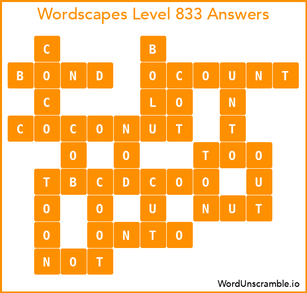 Wordscapes Level 833 Answers