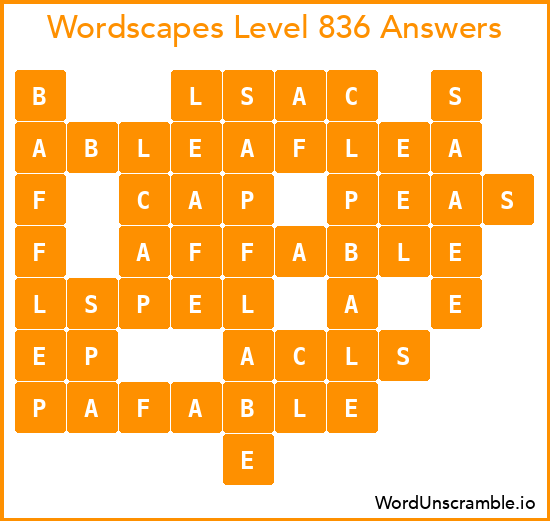 Wordscapes Level 836 Answers