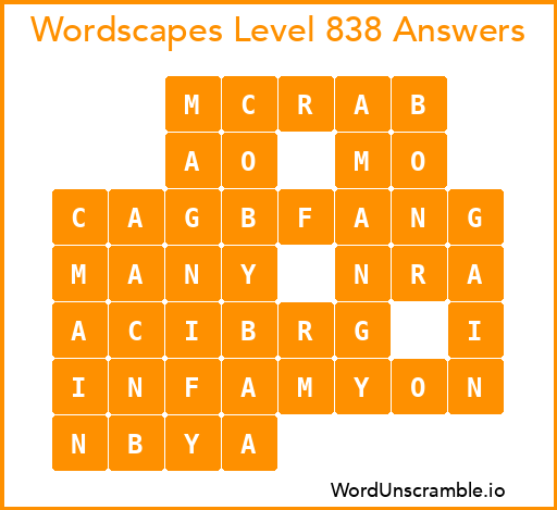 Wordscapes Level 838 Answers
