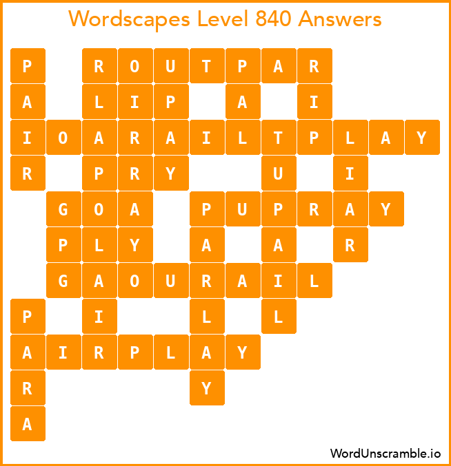 Wordscapes Level 840 Answers