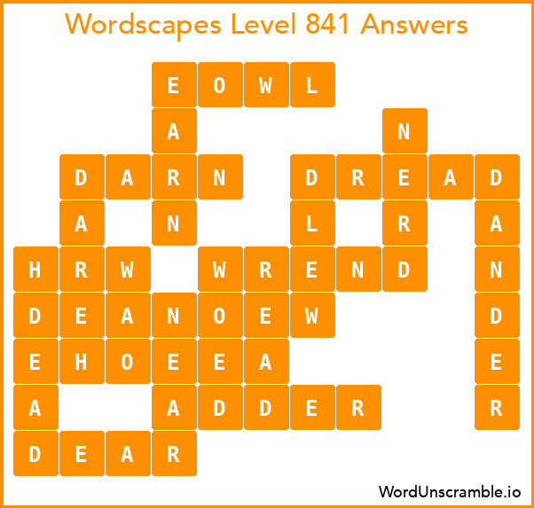 Wordscapes Level 841 Answers