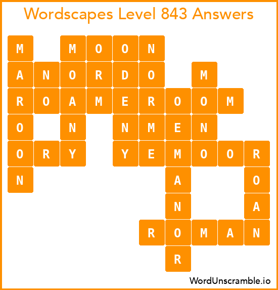 Wordscapes Level 843 Answers