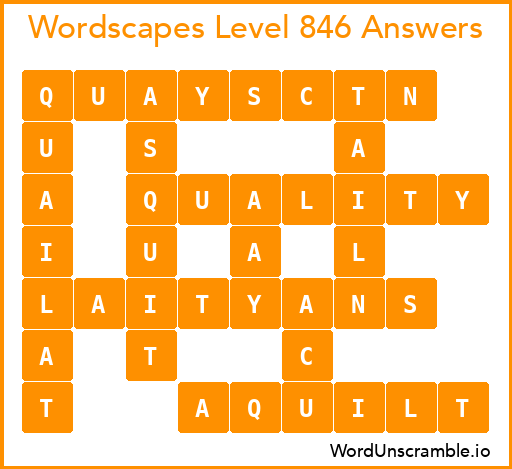 Wordscapes Level 846 Answers