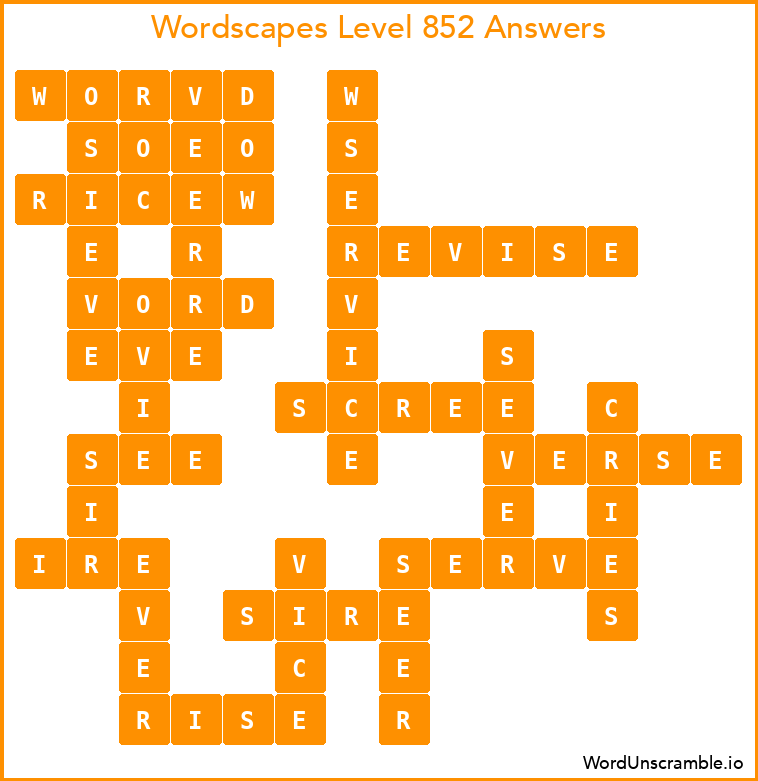 Wordscapes Level 852 Answers