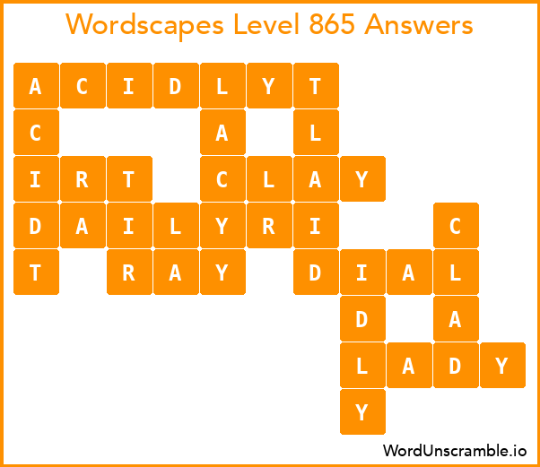 Wordscapes Level 865 Answers