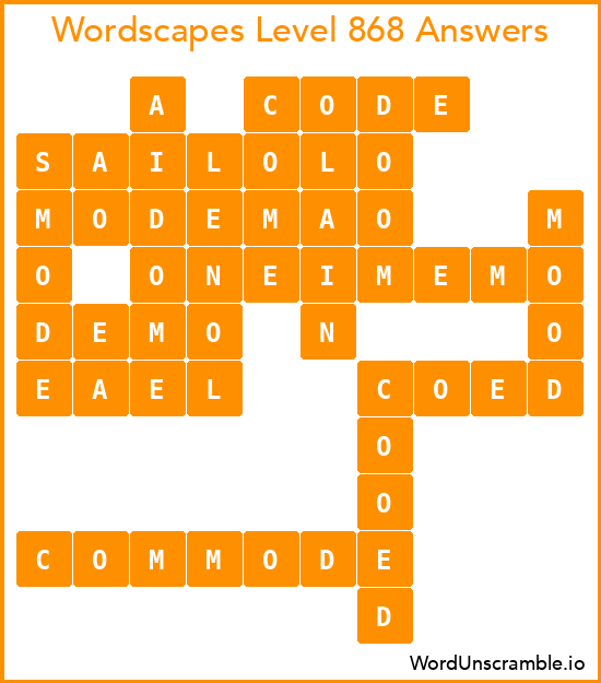 Wordscapes Level 868 Answers