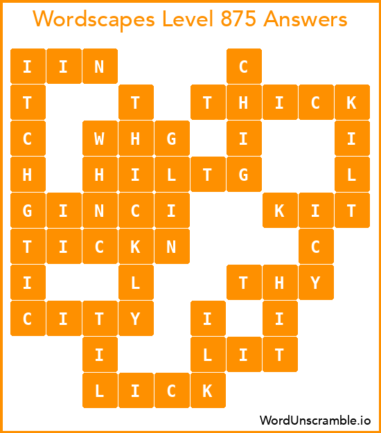 Wordscapes Level 875 Answers