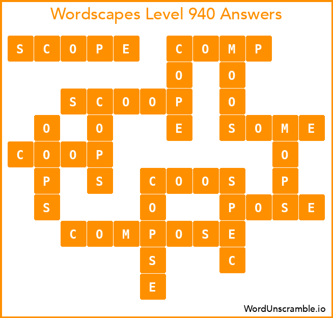 Wordscapes Level 940 Answers
