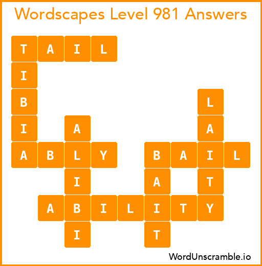 Wordscapes Level 981 Answers