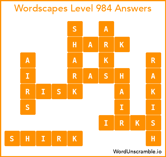 Wordscapes Level 984 Answers