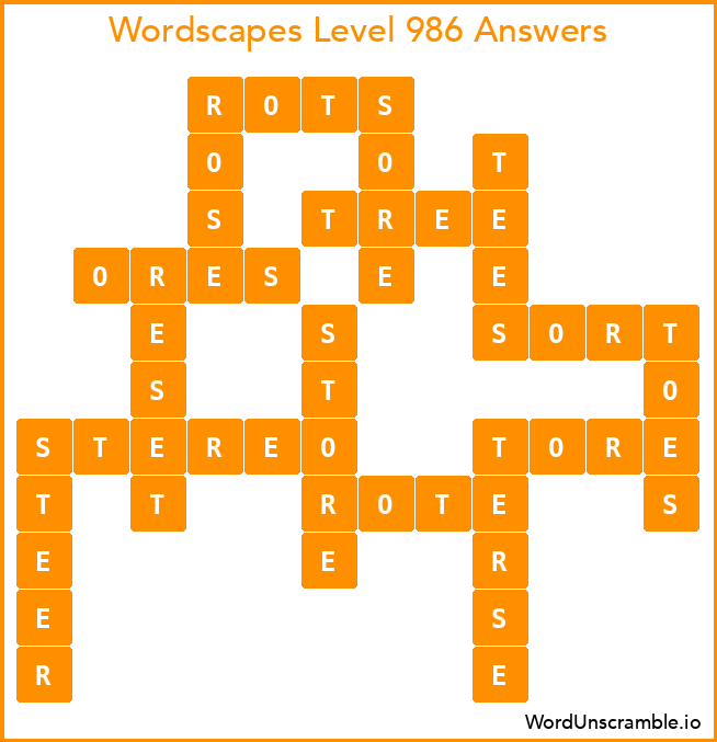 Wordscapes Level 986 Answers