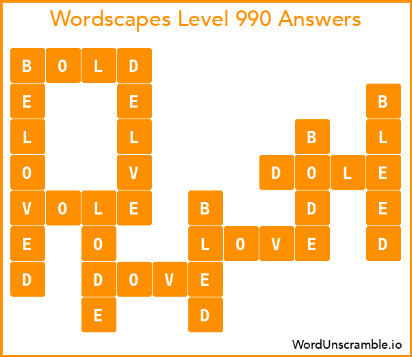 Wordscapes Level 990 Answers