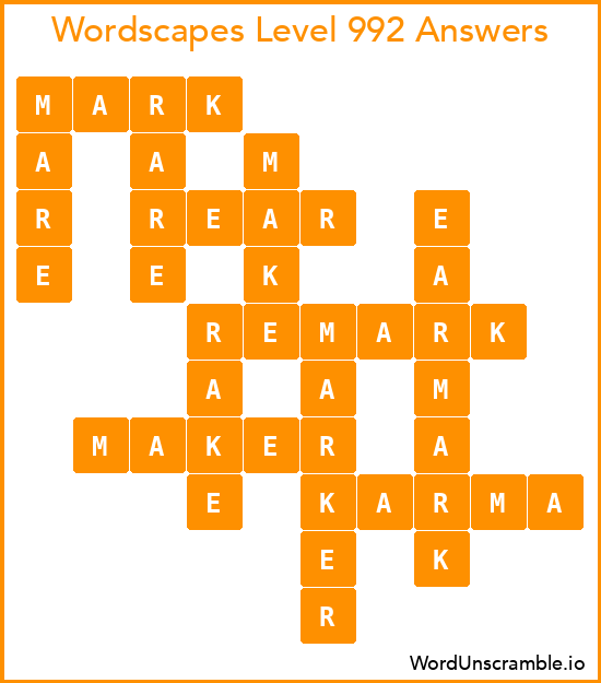 Wordscapes Level 992 Answers