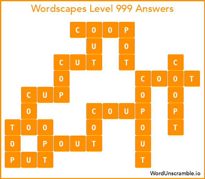 Wordscapes Level 999 Answers