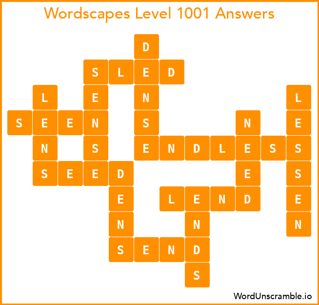 Wordscapes Level 1001 Answers