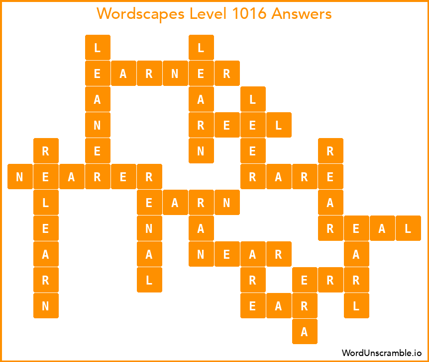 Wordscapes Level 1016 Answers