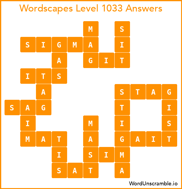 Wordscapes Level 1033 Answers