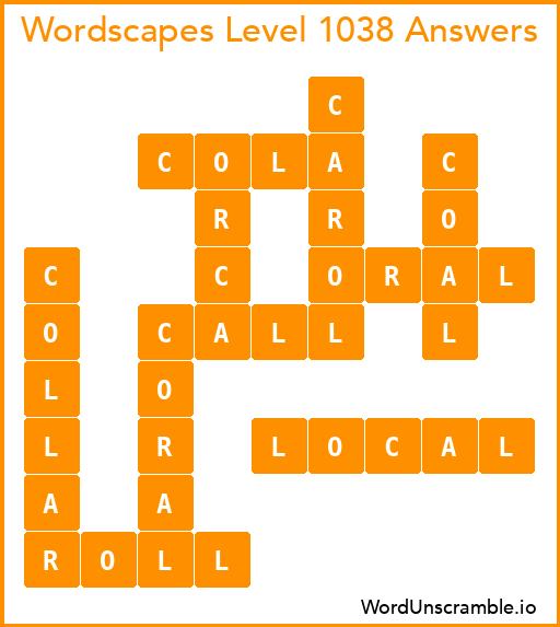 Wordscapes Level 1038 Answers