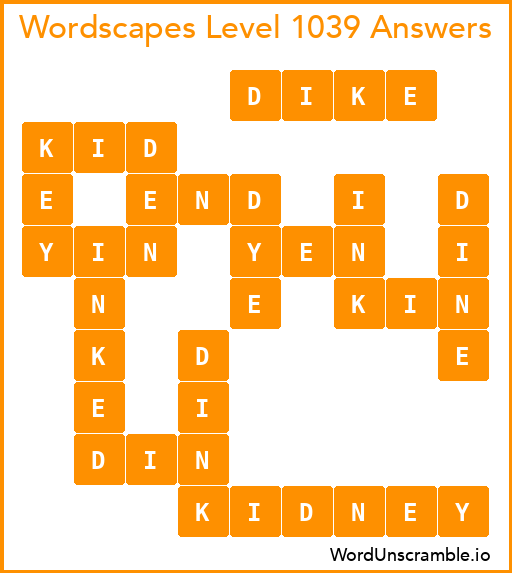 Wordscapes Level 1039 Answers