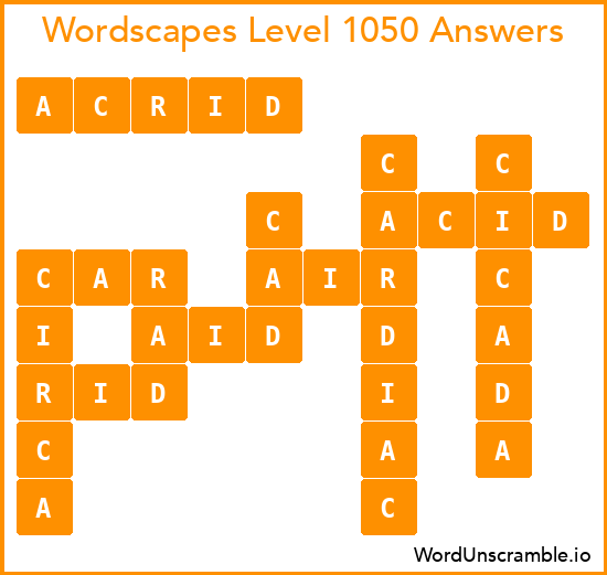 Wordscapes Level 1050 Answers