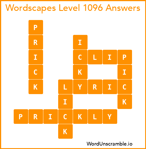 Wordscapes Level 1096 Answers