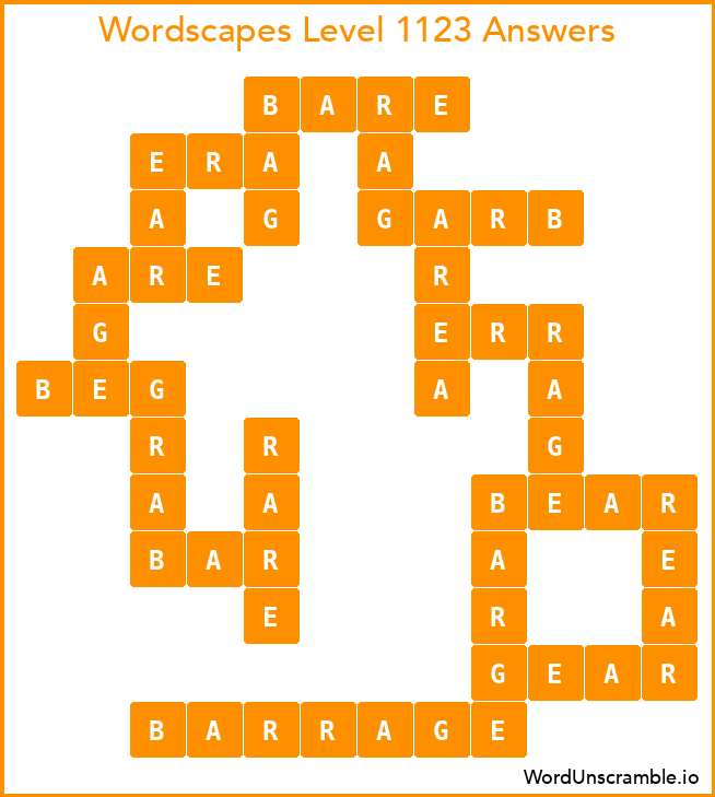 Wordscapes Level 1123 Answers