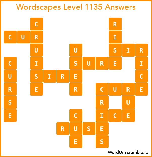 Wordscapes Level 1135 Answers