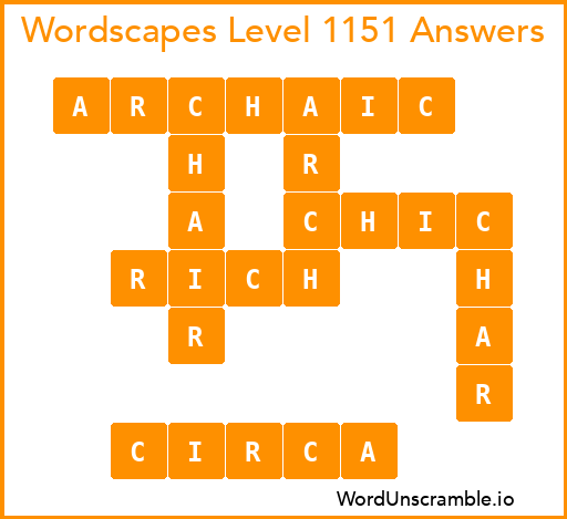 Wordscapes Level 1151 Answers