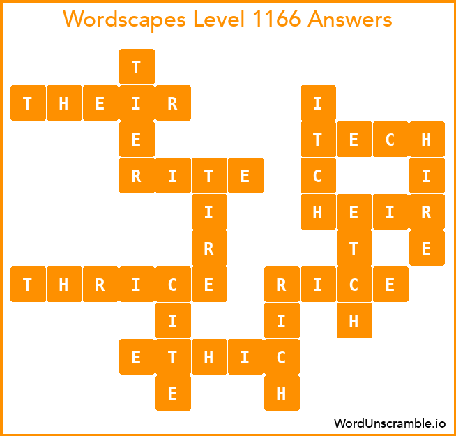 Wordscapes Level 1166 Answers