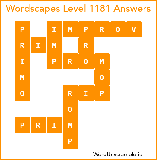 Wordscapes Level 1181 Answers