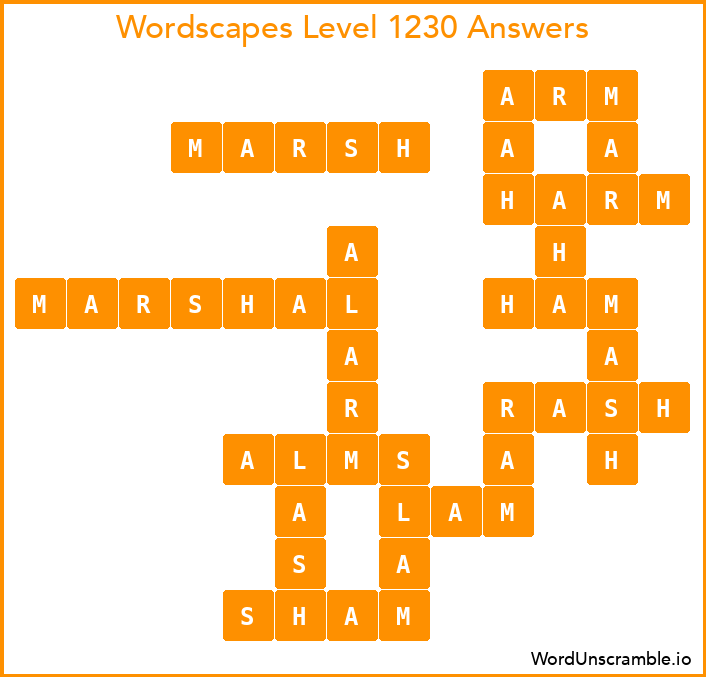 Wordscapes Level 1230 Answers