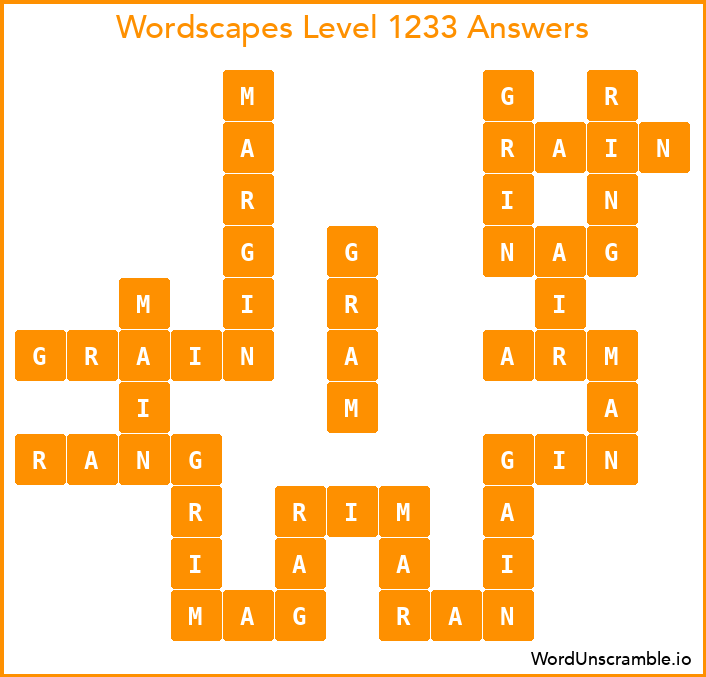 Wordscapes Level 1233 Answers
