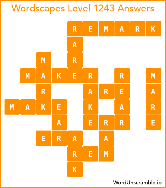 Wordscapes Level 1243 Answers
